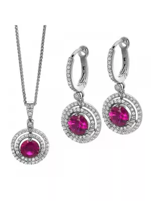 Orphelia Silver Set: Chain-pendant + Earrings SET-7049 #1