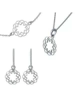 Orphelia Silver Set: Bracelet + Earrings + Necklace SET-7076 #1