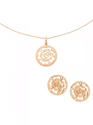 Orphelia® 'Fiore' Women's Sterling Silver Set: Chain-Pendant + Earrings - Rose SET-7079/1