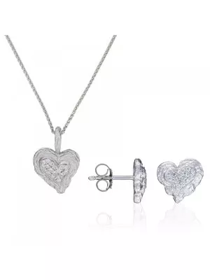 Orphelia® 'Hazel' Women's Sterling Silver Set: Chain-Pendant + Earrings - Silver SET-7082