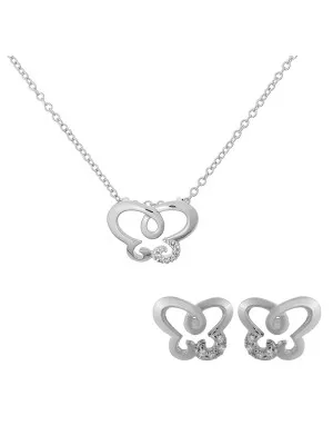 Sterling Silver Set: Chain-Pendant + Earrings SET-7088