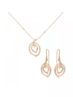 Orphelia® 'Celine' Women's Sterling Silver Set: Chain-Pendant + Earrings - Rose SET-7114/RG