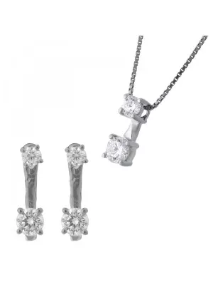 Orphelia® 'Lykke' Women's Sterling Silver Set: Chain-Pendant + Earrings - Silver SET-7128