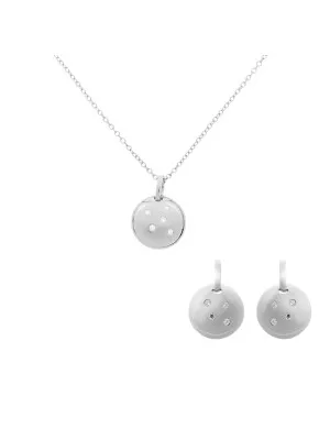 Orphelia® 'Linn' Women's Sterling Silver Set: Chain-Pendant + Earrings - Silver SET-7130