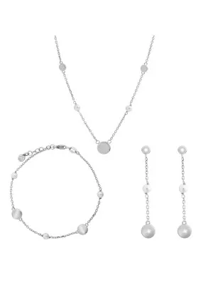 Silver Set: Chain + Bracelet + Earrings SET-7379 #1