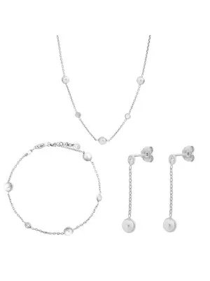 Silver Set: Chain + Bracelet + Earrings SET-7380 #1
