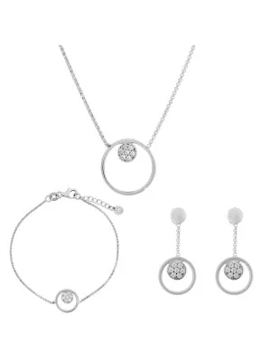 Orphelia Silver Set: Chain + Bracelet + Earrings SET-7382 #1