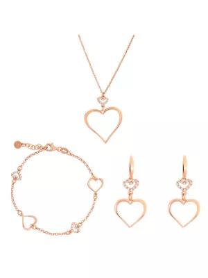Silver Set: Chain + Bracelet + Earrings SET-7383 #1