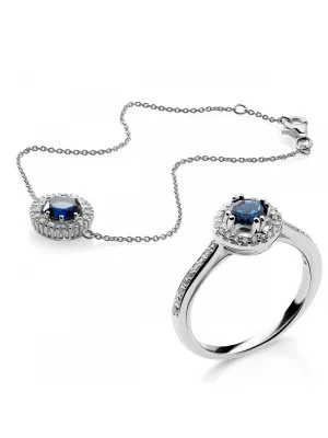 Orphelia® 'Kaia' Women's Sterling Silver Set: Bracelet + Ring - Silver SET-7477/SA