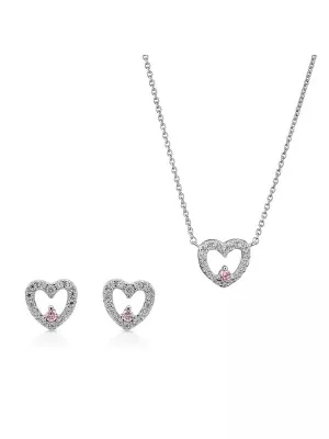 Silver Set: Necklace + Earrings SET-7488 #1