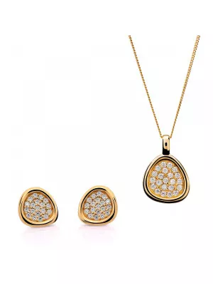 Orphelia® 'Layla' Women's Sterling Silver Set: Chain-Pendant + Earrings - Gold SET-7489/G