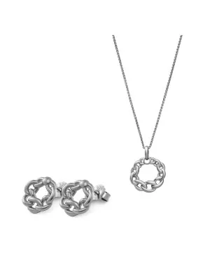 Estelle Silver Set: Chain-pendant + Earrings SET-7516 #1