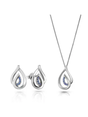 Dazzle Silver Set: Chain-pendant + Earrings SET-7518/B #1