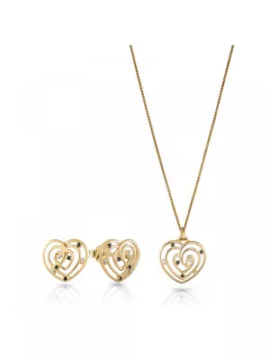 Euphoria Silver Set: Chain-pendant + Earrings SET-7522/G #1