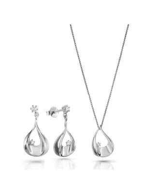 Orphelia Etoile Silver Set: Chain-pendant + Earrings SET-7524 #1