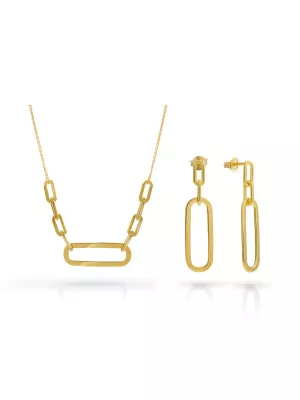 Orphelia® 'Essence' Women's Sterling Silver Set: Necklace + Earrings - Gold SET-7560/G