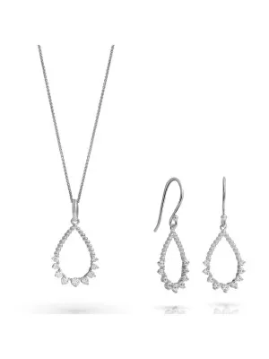 Orphelia® 'Petal' Women's Sterling Silver Set: Necklace + Earrings - Silver SET-7564