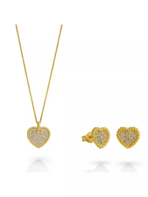 Orphelia® 'Elite' Women's Sterling Silver Set: Necklace + Earrings - Gold SET-7566/G