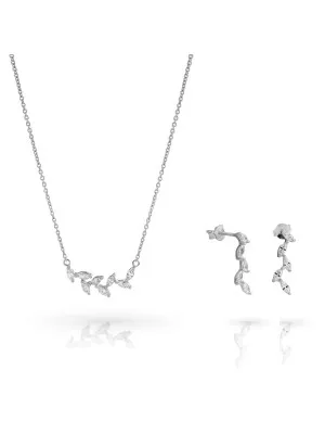 Orphelia® 'Charlene' Women's Sterling Silver Set: Necklace + Earrings - Silver SET-7568