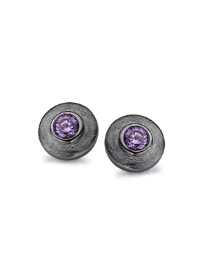 Orphelia® Women's Sterling Silver Stud Earrings - Black ZO-5083