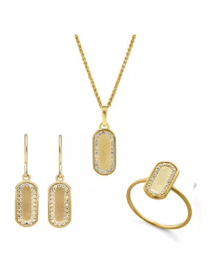Orphelia® 'Malaga' Women's Sterling Silver Set: Necklace + Earrings + Ring - Gold SET-7573/G