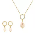 Orphelia® 'Spa' Women's Sterling Silver Set: Necklace + Earrings - Gold SET-7575/G