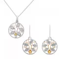 Orphelia® 'Oceane' Women's Sterling Silver Set: Chain-Pendant + Earrings - Silver SET-7090/1