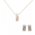 Orphelia® 'Joline' Women's Sterling Silver Set: Chain-Pendant + Earrings - Silver/Rose SET-7118