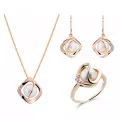 Orphelia® 'Aina' Women's Sterling Silver Set: Necklace + Earrings + Ring - Rose SET-7471/RG