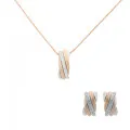 Orphelia® 'Joline' Women's Sterling Silver Set: Chain-Pendant + Earrings - Silver/Rose SET-7118