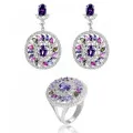 Orphelia® 'Enya ' Women's Sterling Silver Set: Earrings + Ring - Silver SET-7428