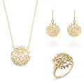 Orphelia® 'Flavie' Women's Sterling Silver Set: Necklace + Earrings + Ring - Gold SET-7502/G