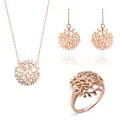 Orphelia® 'Flavie' Women's Sterling Silver Set: Necklace + Earrings + Ring - Rose SET-7502/RG
