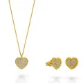 Orphelia® 'Elite' Women's Sterling Silver Set: Necklace + Earrings - Gold SET-7566/G