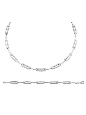 Orphelia® Women's Sterling Silver Set: Chain + Bracelet - Silver SET-043