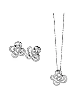 Orphelia® Women's Sterling Silver Set: Chain-Pendant + Earrings - Silver SET-5250