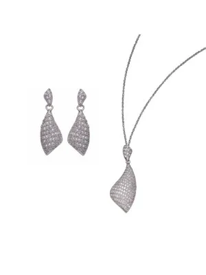 Orphelia® Women's Sterling Silver Set: Chain-Pendant + Earrings - Silver SET-5884