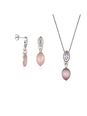 Orphelia® Women's Sterling Silver Set: Chain-Pendant + Earrings - Silver SET-5915