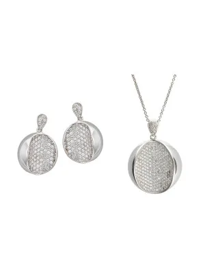 Orphelia® Women's Sterling Silver Set: Chain-Pendant + Earrings - Silver SET-5936