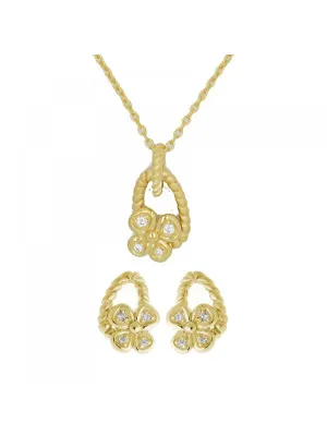 Orphelia® Women's Sterling Silver Set: Chain-Pendant + Earrings - Gold SET-6020/2