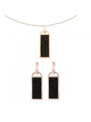 Orphelia® Women's Sterling Silver Set: Chain-Pendant + Earrings - Rose SET-6045
