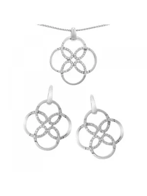 Orphelia® Women's Sterling Silver Set: Chain-Pendant + Earrings - Silver SET-6085
