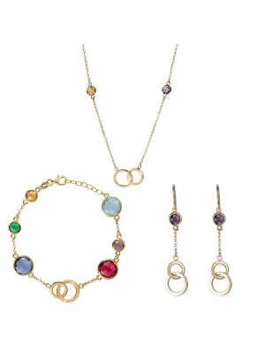 Orphelia Silver Set: Chain + Bracelet + Earrings SET-7409/G #1
