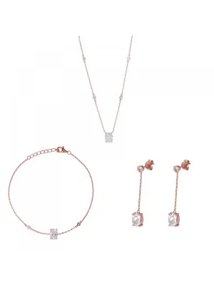 Orphelia Silver Set: Chain + Bracelet + Earrings SET-7419 #1