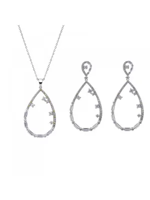 Orphelia Set Valley Silver Set: Necklace + Earrings SET-7423 #1