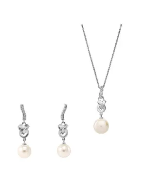 Clara Silver Set: Chain-pendant + Earrings SET-7515 #1