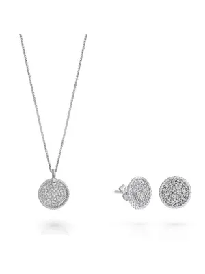 Orphelia® 'Bella' Women's Sterling Silver Set: Necklace + Earrings - Silver SET-7565
