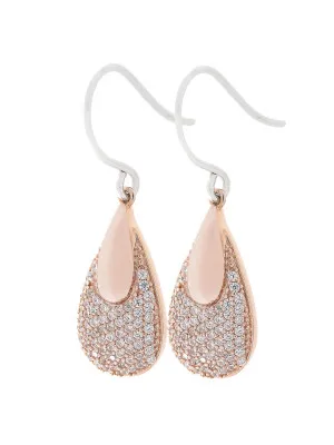 Orphelia® Women's Sterling Silver Drop Earrings - Silver/Rose ZO-6051