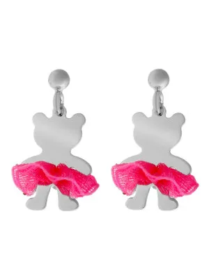 Bear Bow Silver Drop Earrings ZO-7132 #1