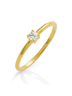 Orphelia® 'Solitaire' Women's Sterling Silver Ring - Gold ZR-7527/G
